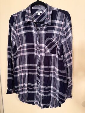 Westport Navy and Pink Plaid Button-Down Women's Shirt